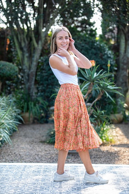 Short Layered Skirt | Peach Red Green