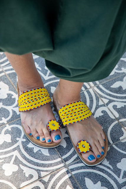 Sol Bright Sandals | Beaded Black Mulitcolour
