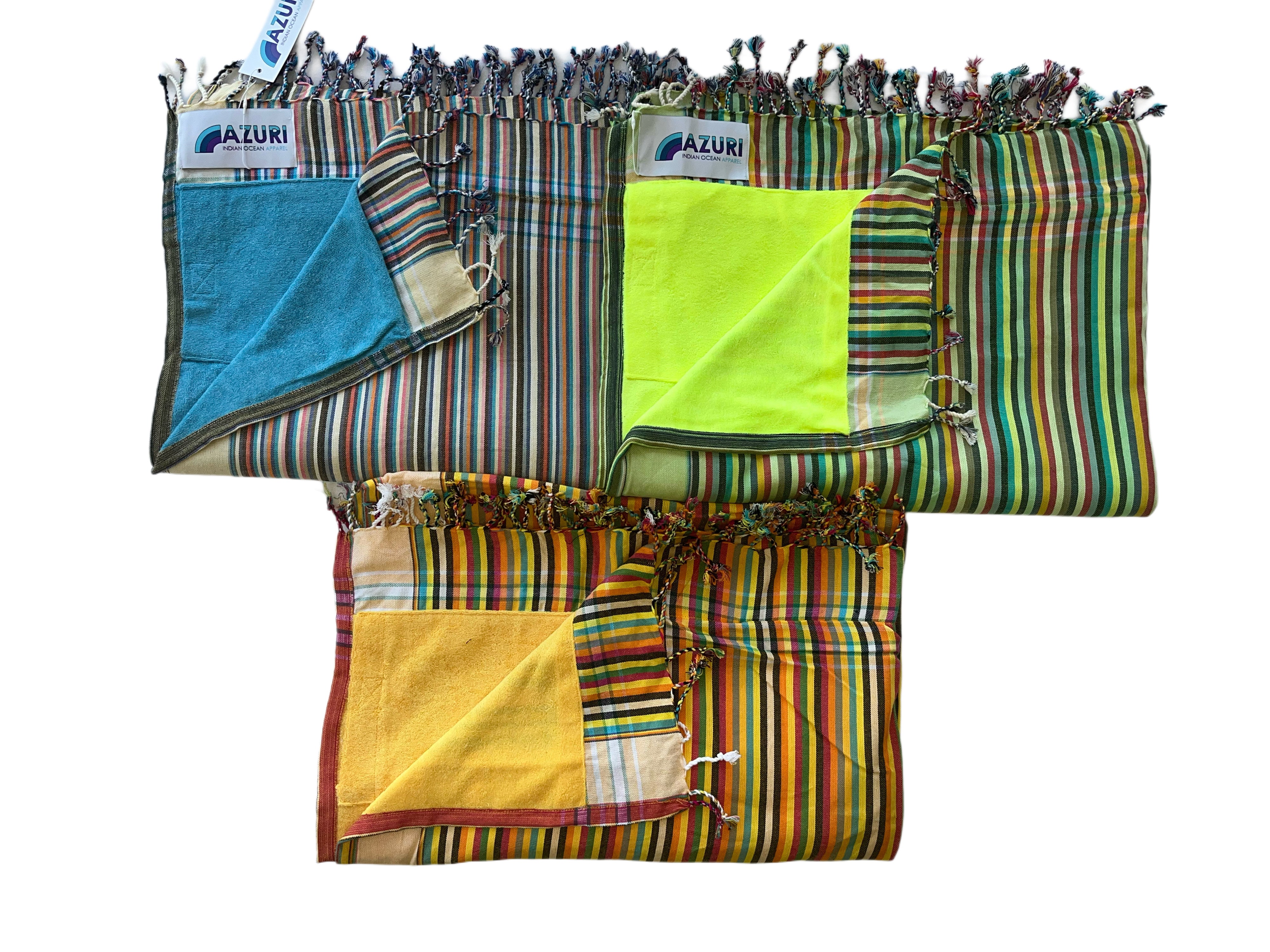 Kikoy Towel with Towelling | Bright Multi Colours