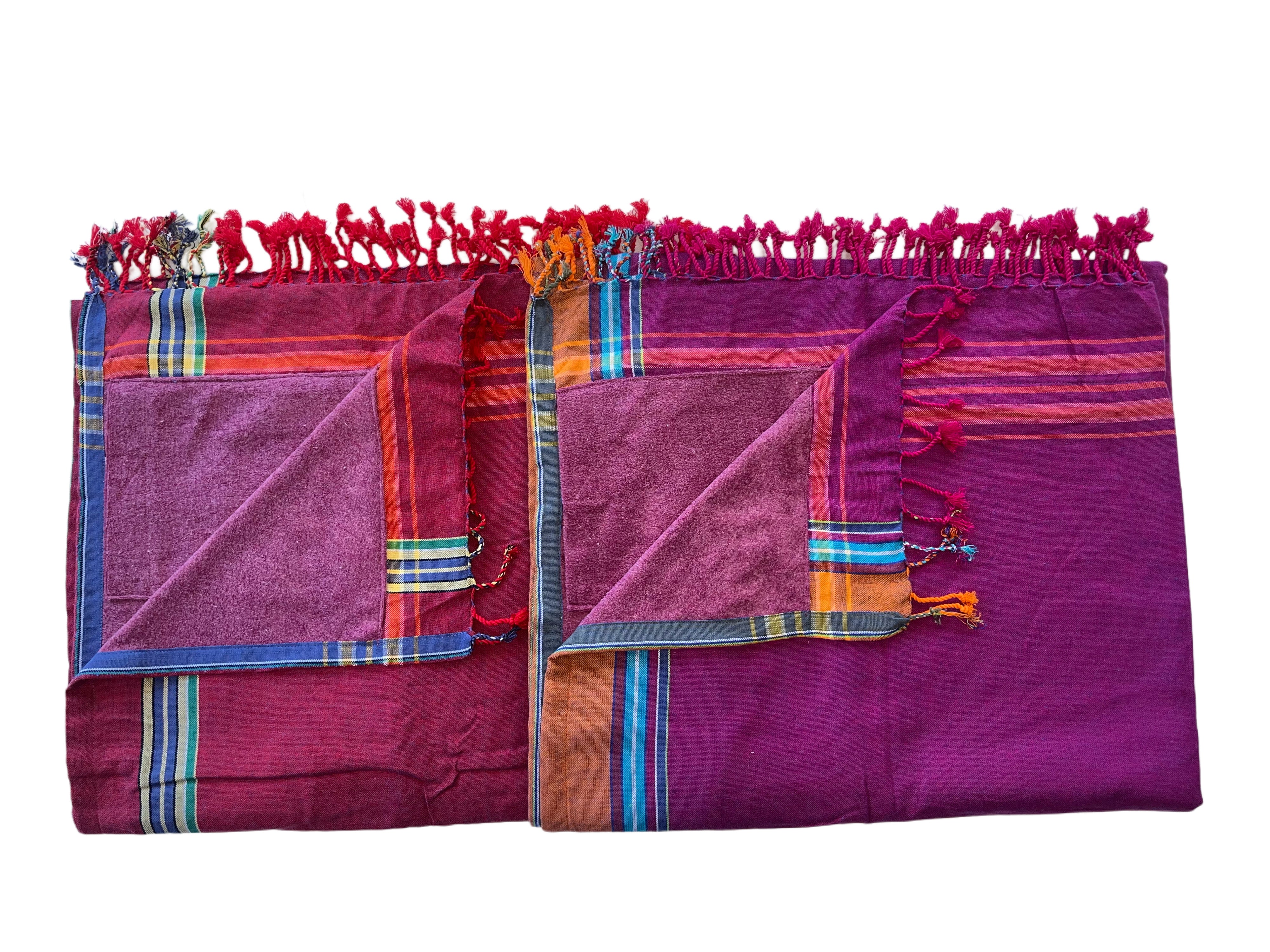 Kikoy Towel with Towelling | Maroon