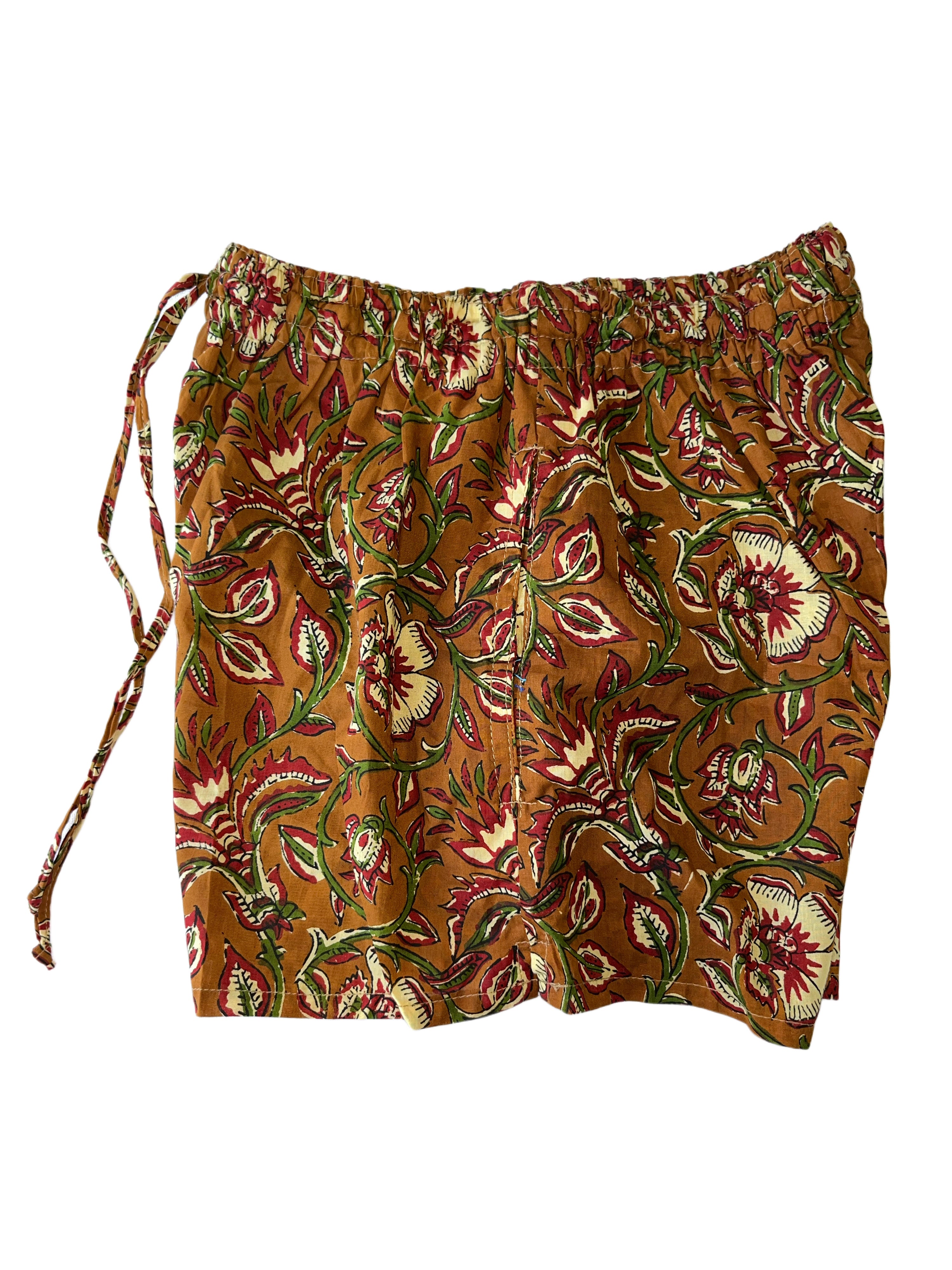 Girls Shorts | Brown Green Red Cream