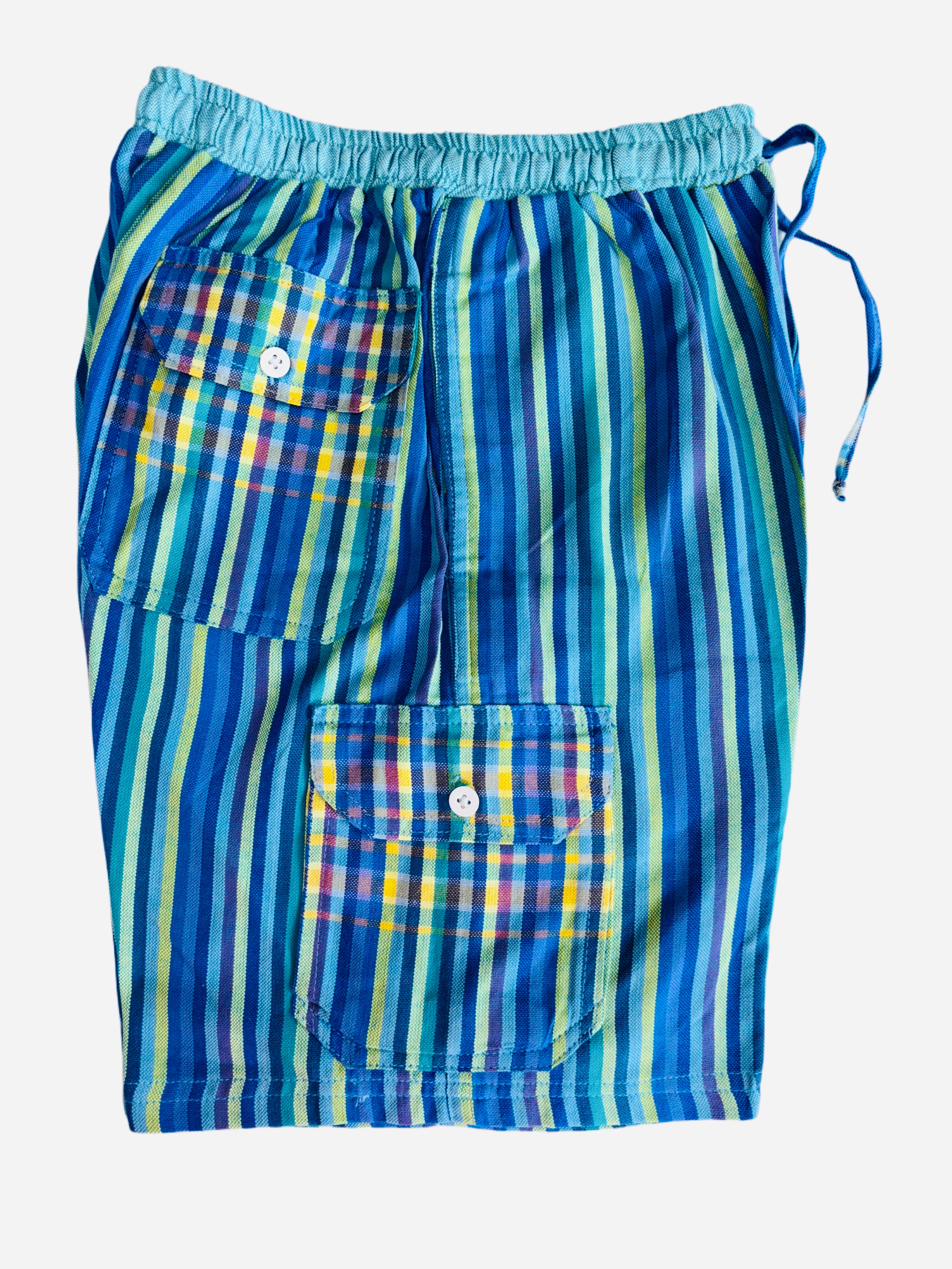 Kikoy Bermuda Shorts - Stripes | Blue with Turquoise