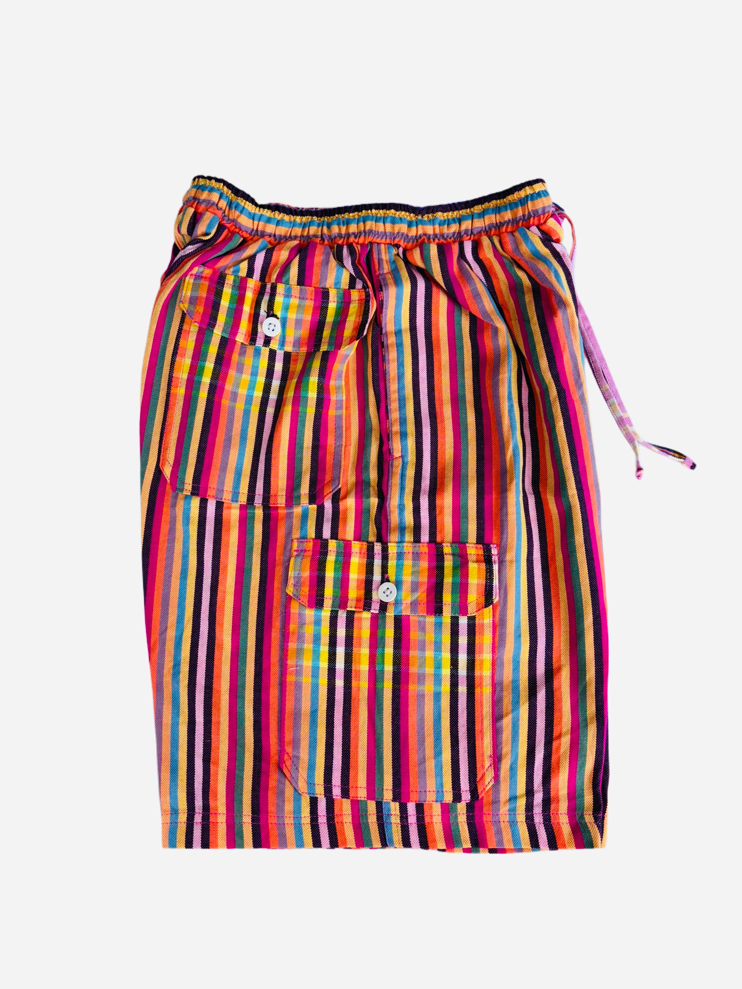 Kikoy Bermuda Shorts - Stripes | Bright Multicolor