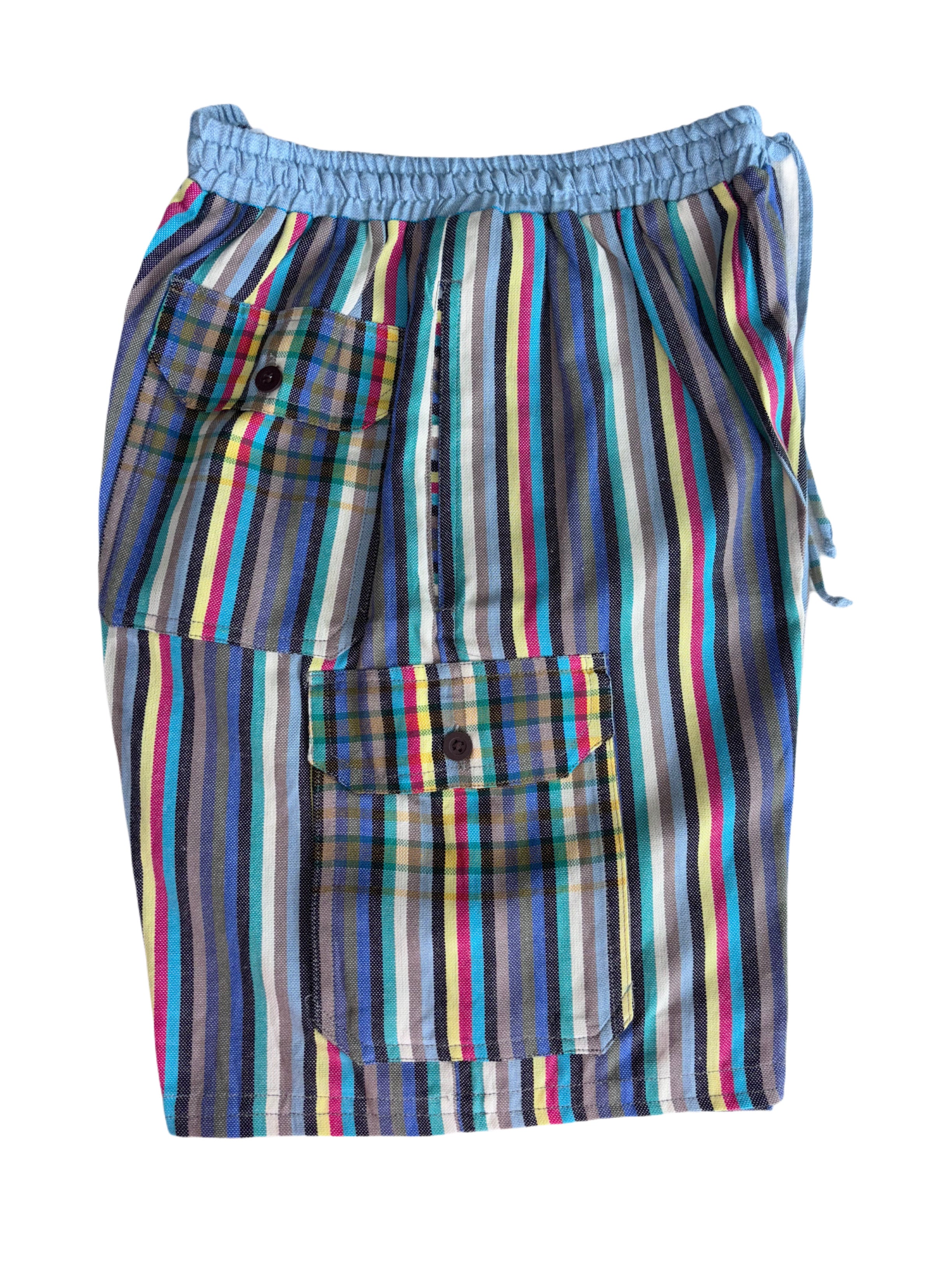 Kikoy Bermuda Shorts - Stripes | Light Blue Band