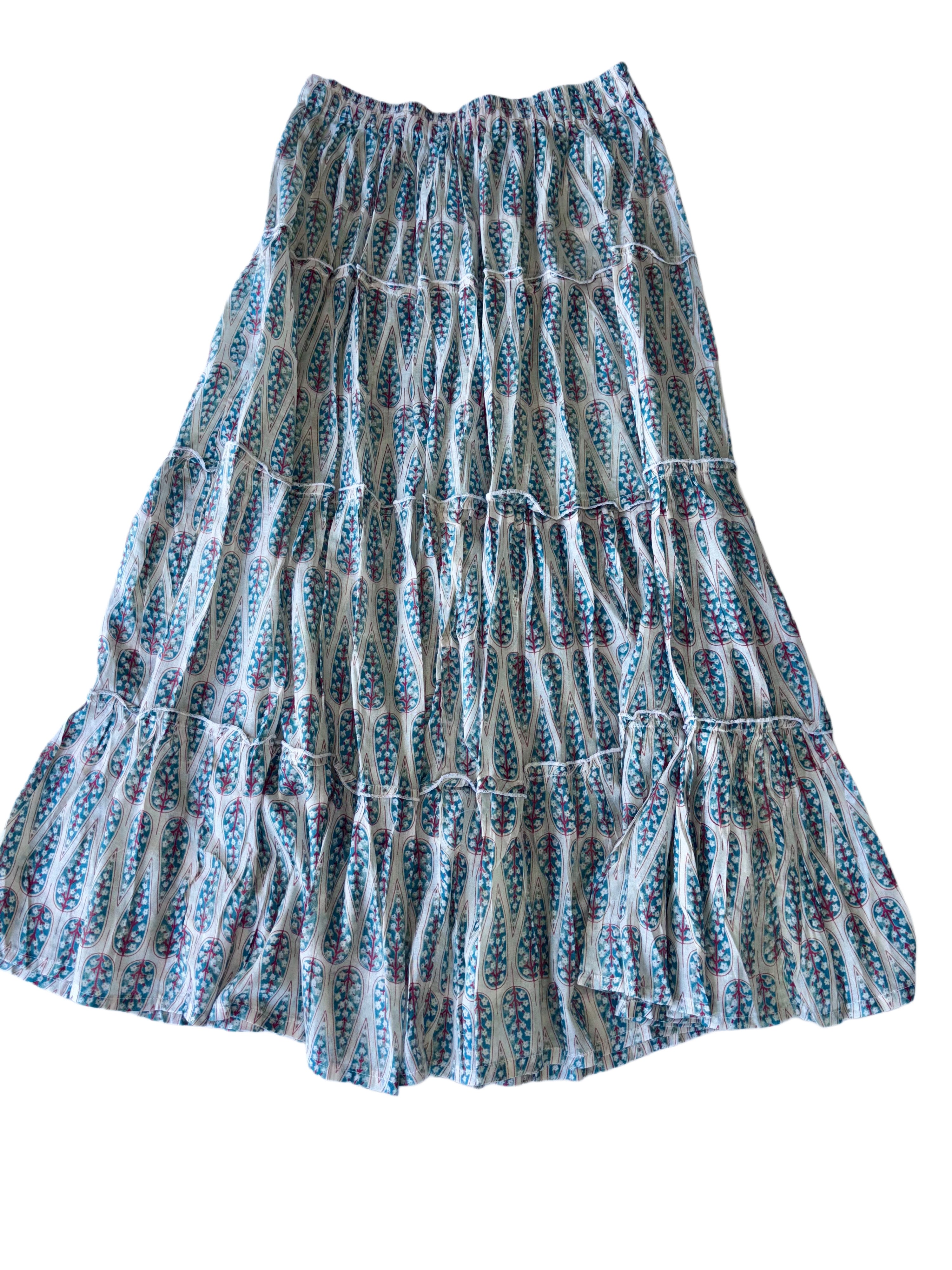 Long Layered Skirt | White Blue Red