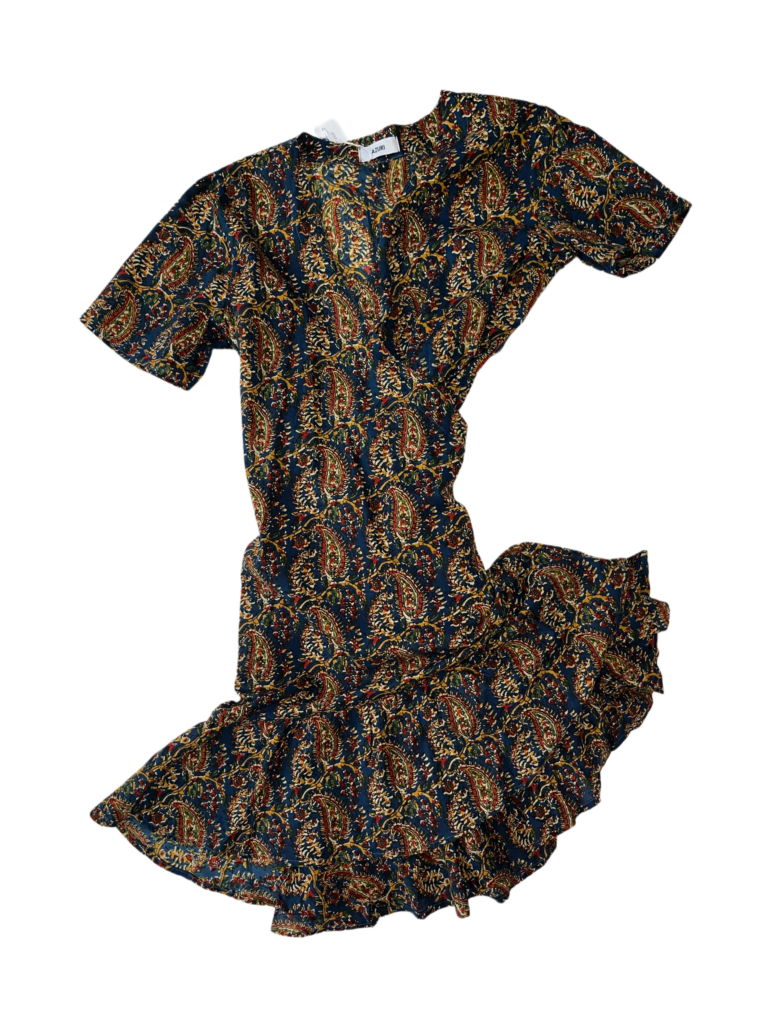 Sardenia Wrap Dress | Navey Mustard Red