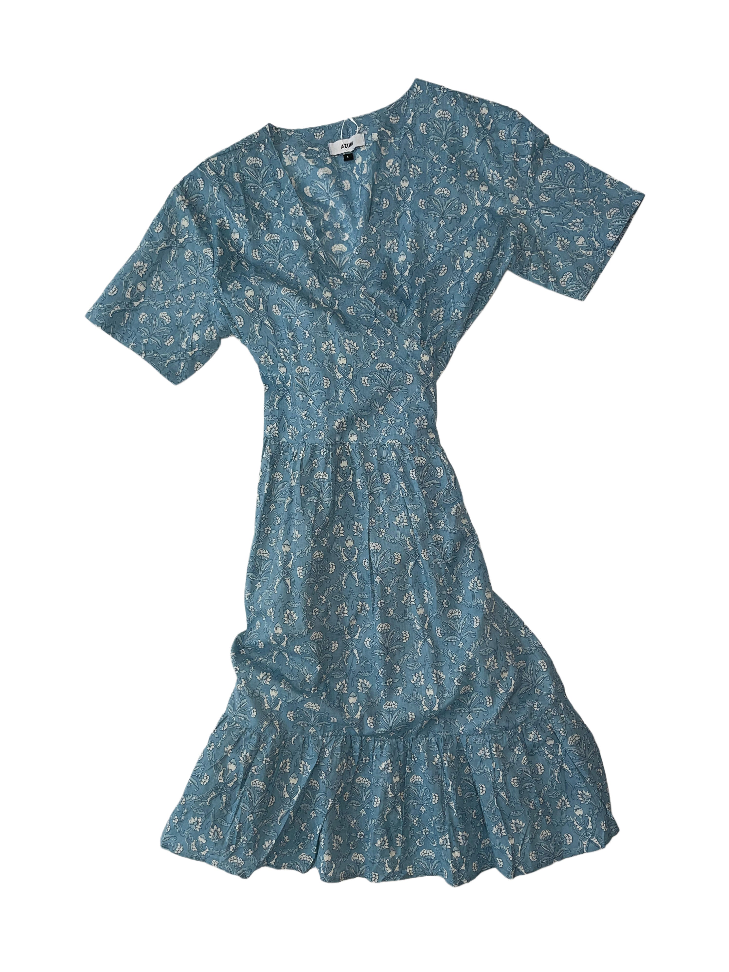 Lomu Wrap Dress | Blue White