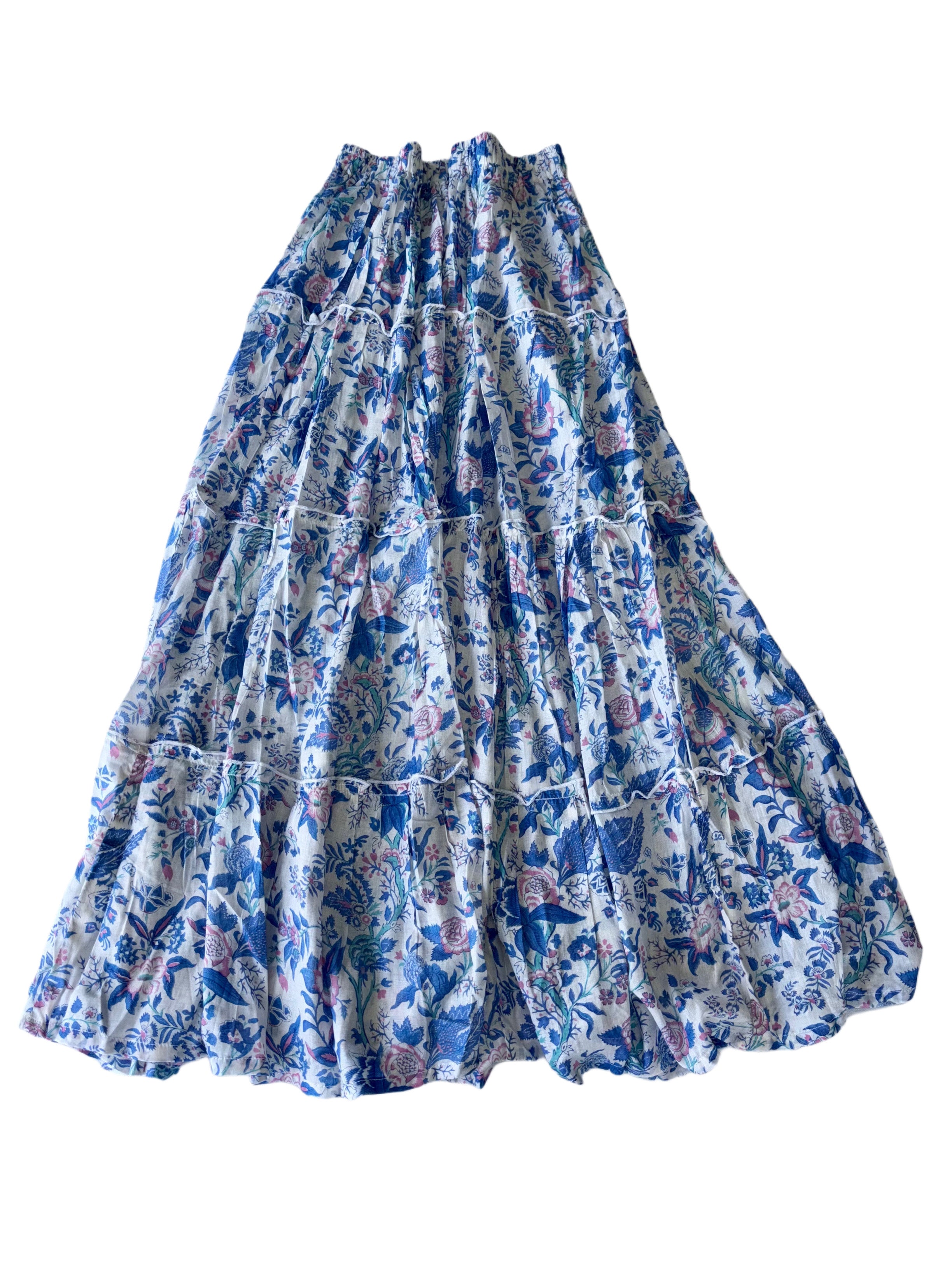 Long Layered Skirt | Blue White Pink