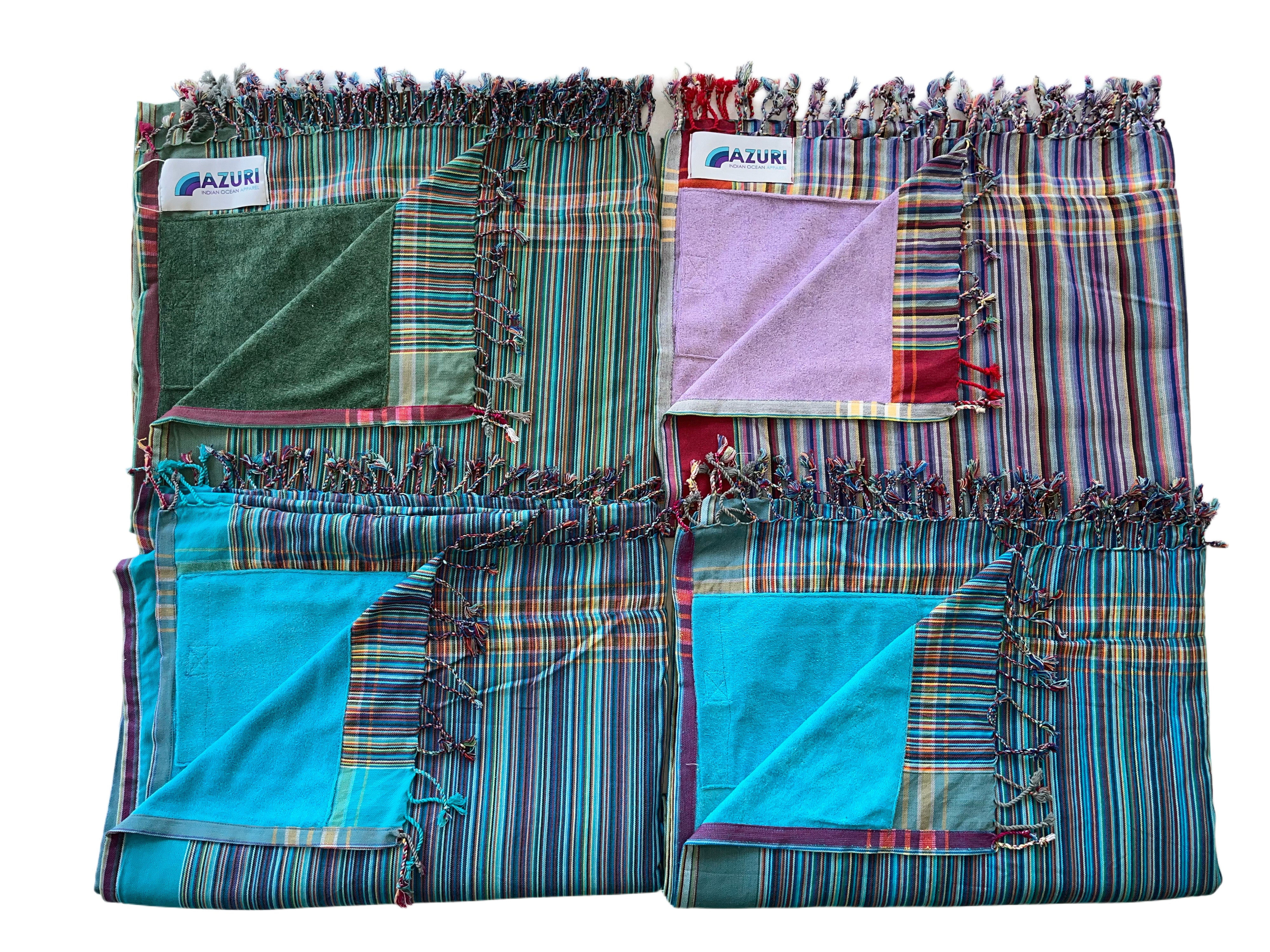 Kikoy Towel with Towelling | Pastel Multi Stripes