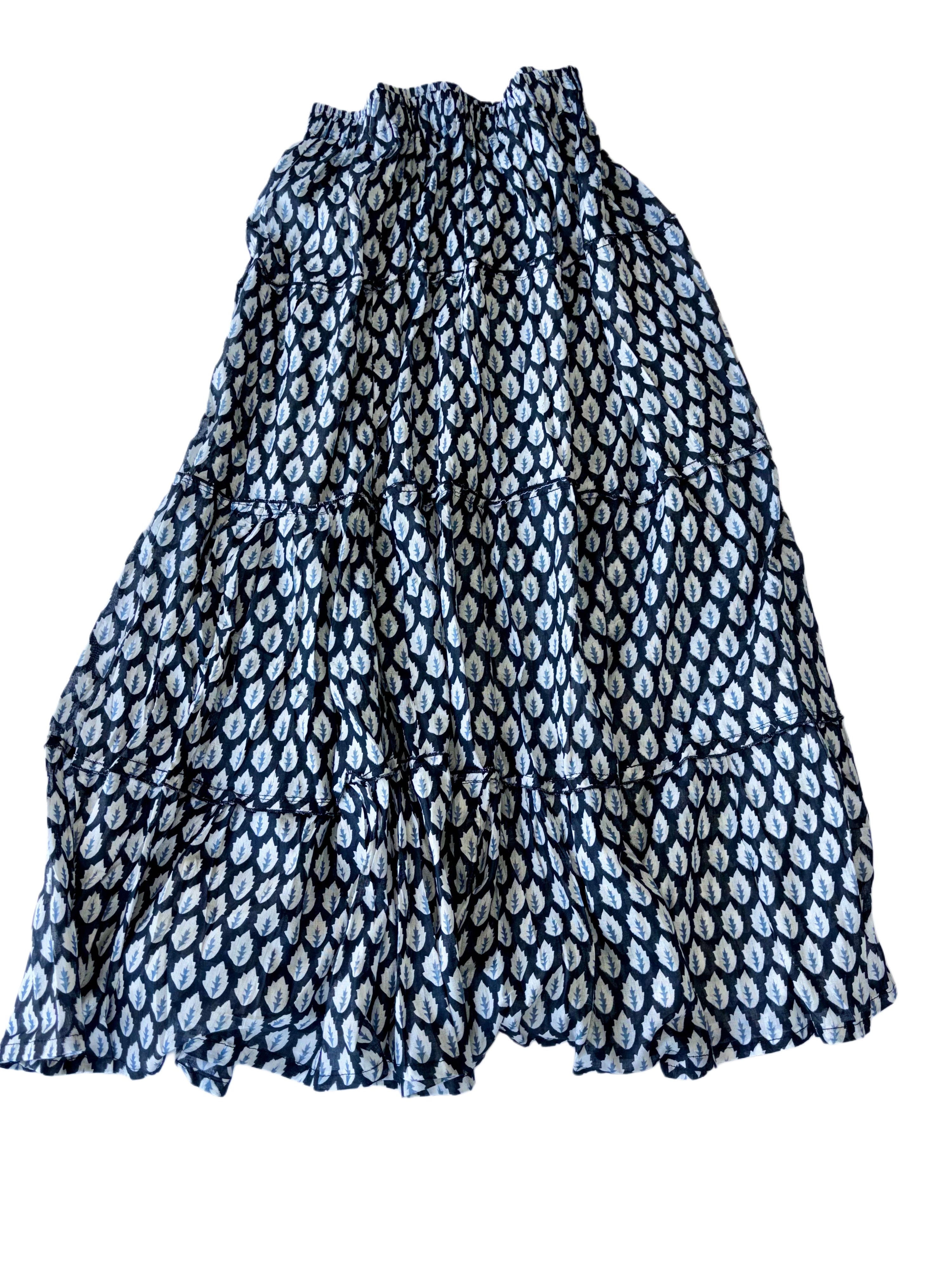 Long Layered Skirt | Black White Blue