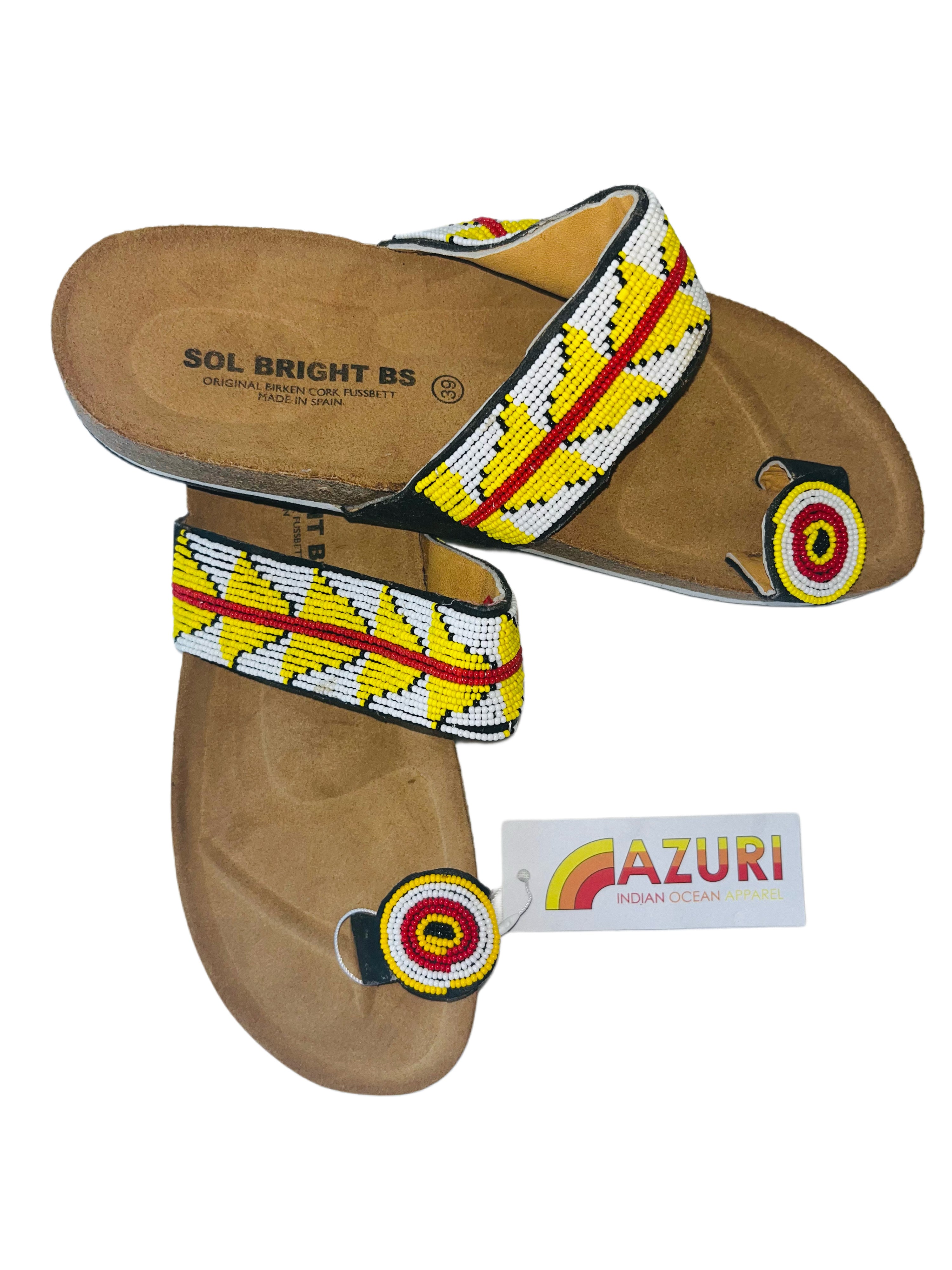 Sol Bright Sandals | Beaded Yellow Red Black White
